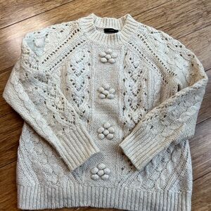 JCREW - Women's Cream Cable Knit Sweater (S)